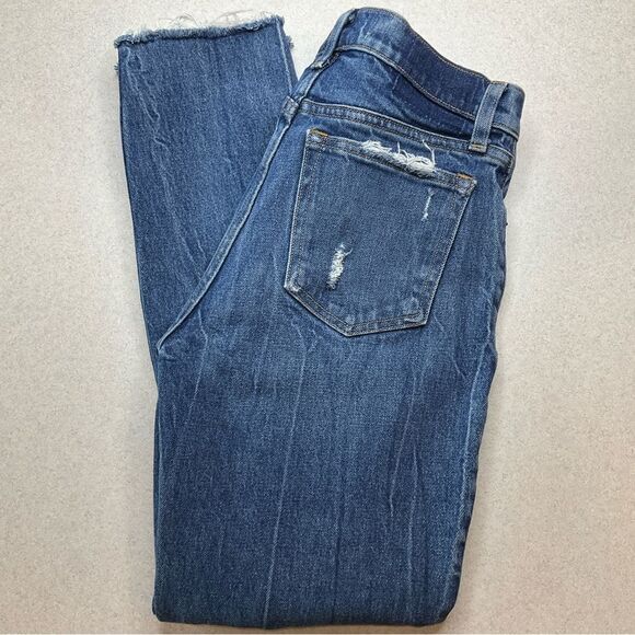 A&F High‎ Rise Mom Jean 25 Regular Ripped Dark Wash - Picture 2 of 8